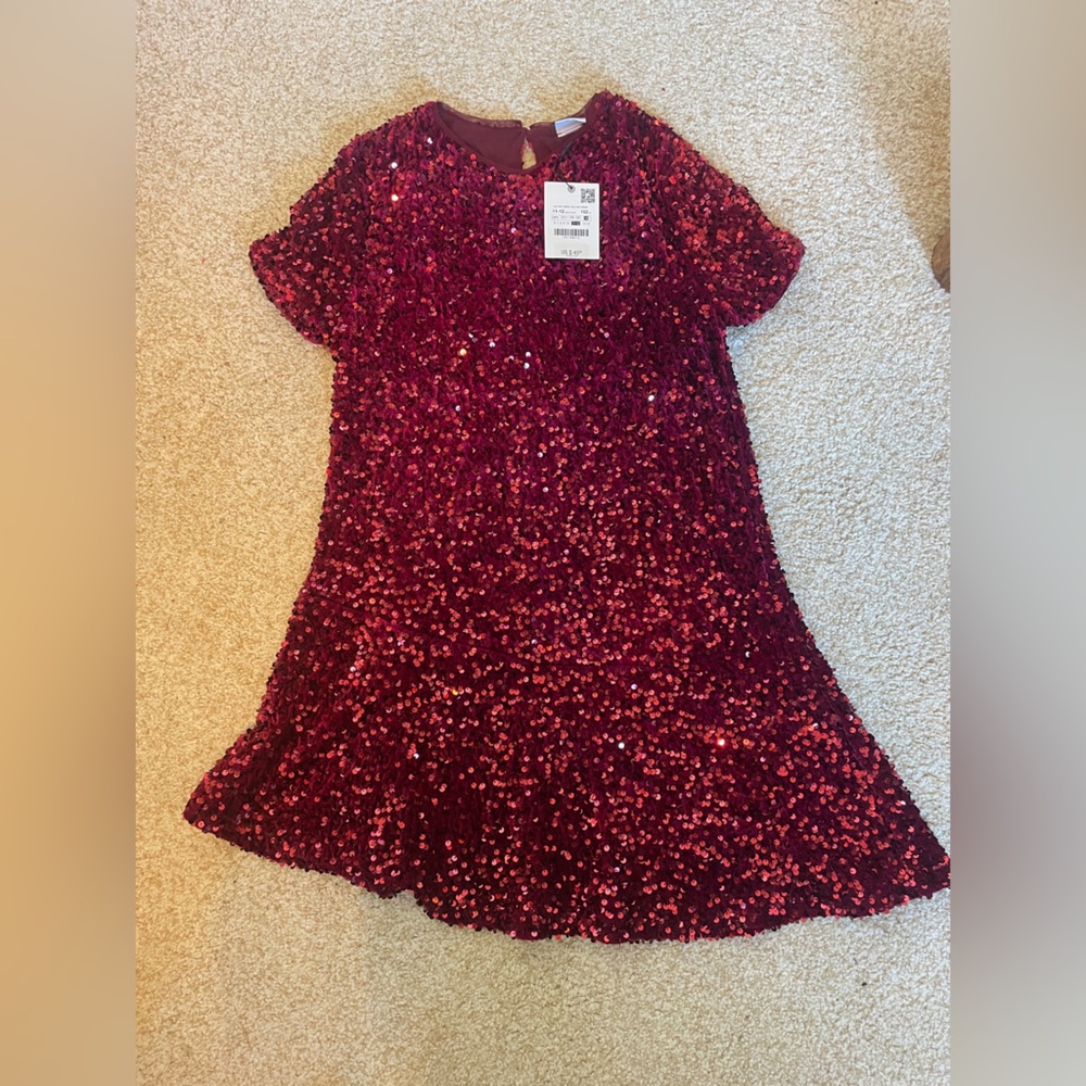 NWT Zara Girls Sequin and Velvet Dress - Size 11/12